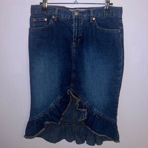 Paris Blues denim midi skirt with frill hem